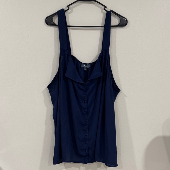 Modcloth Tops - Modcloth Navy Button-Front Sleeveless retro Women's Top